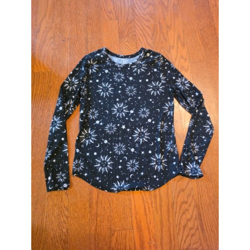 No Boundaries Celestial Sun & Moon Ribbed Long Sleeve Top